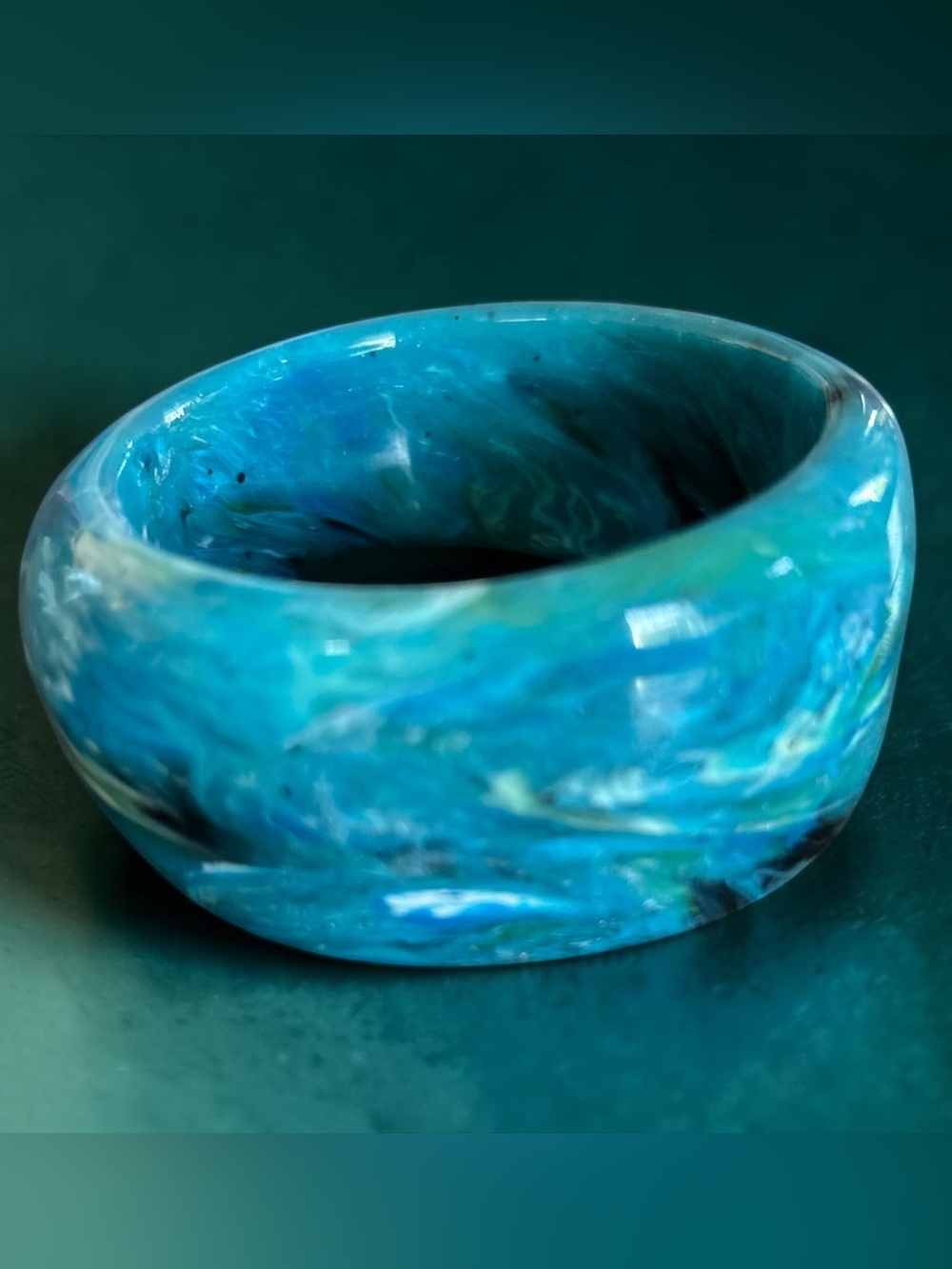Turquoise, Tourmaline Resin Bangle Bracelet - Boutique - Picture 2 of 5